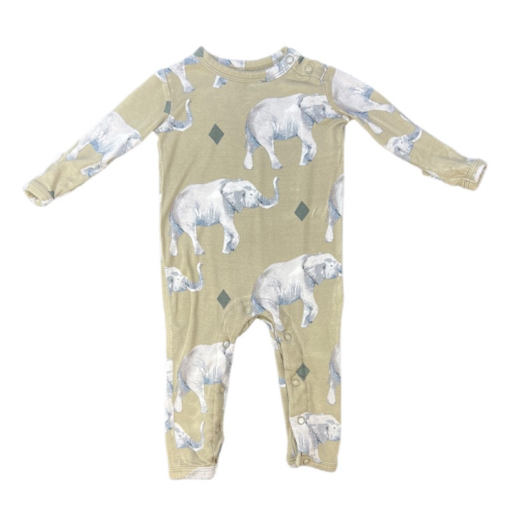 POSH PEANUT Rocco Elephant Bamboo Romper - NB
